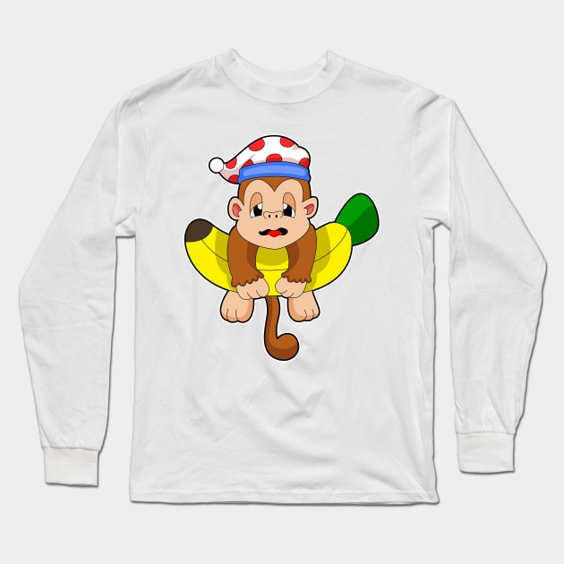 Monkey Sleeping Nightcap Long Sleeve T-Shirt by Markus Schnabel